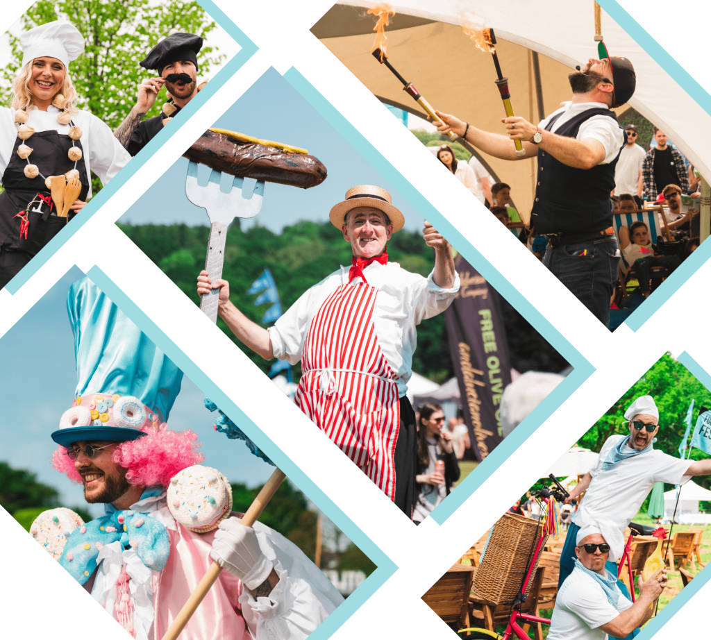 Family entertainment all afternoon - stilt walkers, roaming comedy, and magicians